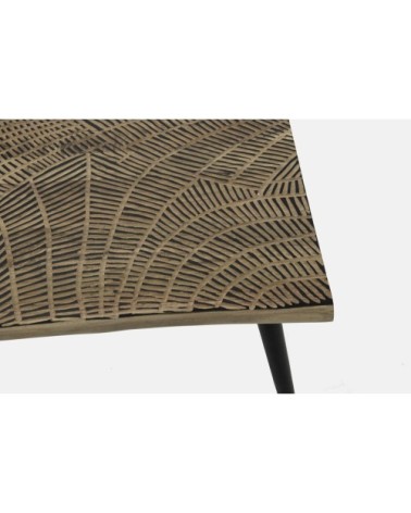 Table basse rectangulaire en bois sculpté