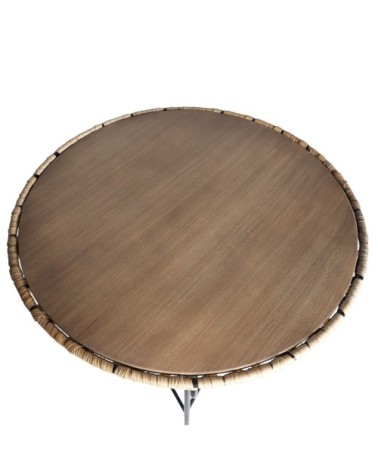 Table d'appoint en fer et rotin 66x66x72