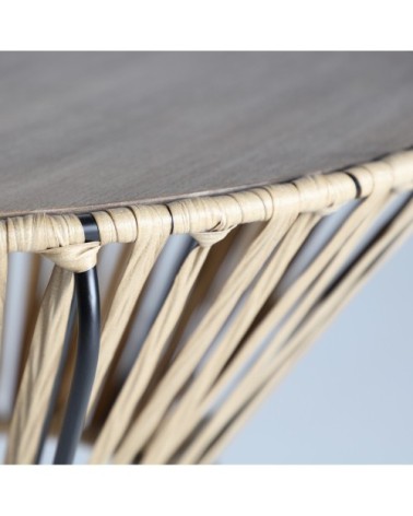 Table d'appoint en fer et rotin 66x66x72