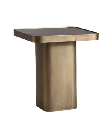Table d'appoint en fer et verre doré 40x40x45