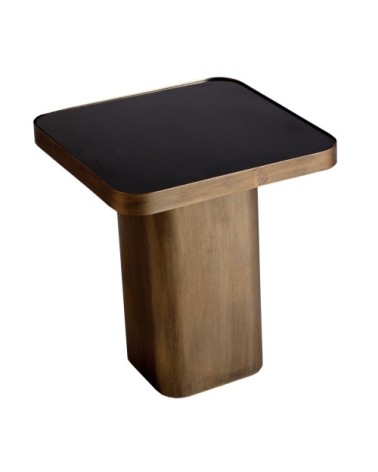 Table d'appoint en fer et verre doré 40x40x45