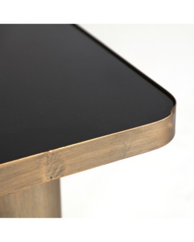 Table d'appoint en fer et verre doré 40x40x45