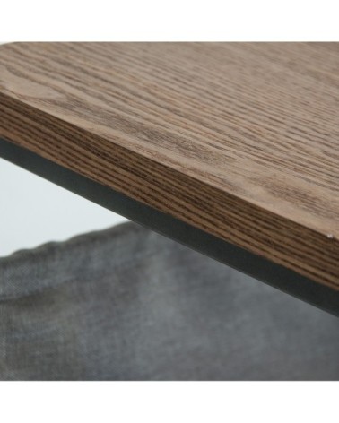 Table d'appoint en fer, bois et toile en gris et brun 40x34,5x56