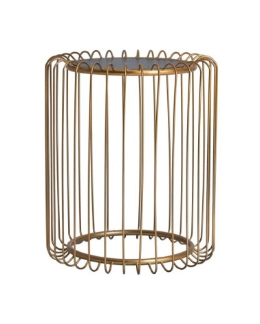 Table d'appoint en fer et bois, or et noir 38x38x45