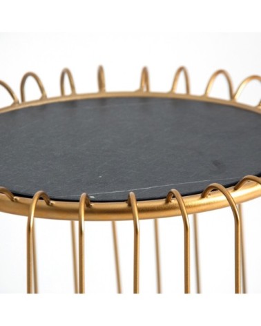Table d'appoint en fer et bois, or et noir 38x38x45