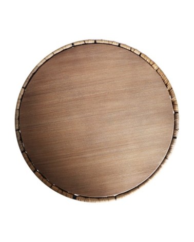 Table d'appoint en rotin et fer brun 42x42x51