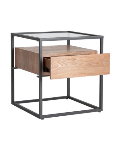 Table d'appoint en fer et en bois marron 55x55x60