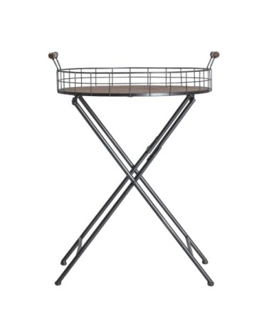 Table d'appoint en bois et fer brun 52.5x49x62