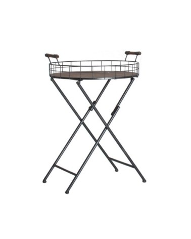 Table d'appoint en bois et fer brun 52.5x49x62