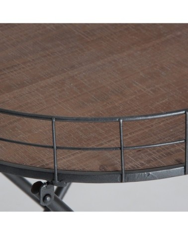 Table d'appoint en bois et fer brun 52.5x49x62