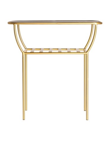 Table d'appoint en fer et verre doré 61x32x60