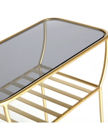 Table d'appoint en fer et verre doré 61x32x60