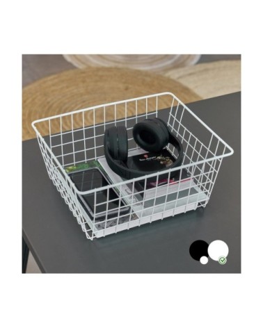 Panier de rangement métal blanc 35,5x29x15cm