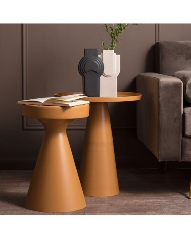 Table d'appoint en aluminium D43x48,5cm jaune moutarde