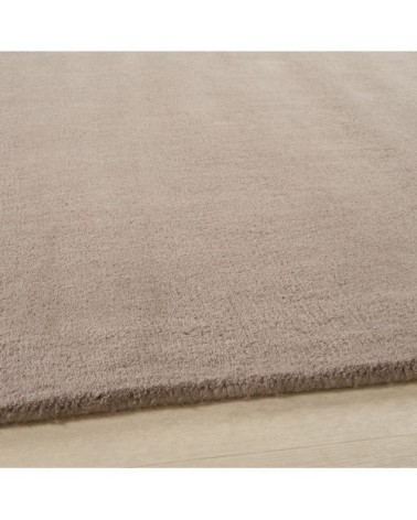 Tapis à poils courts en laine taupe clair 160x230