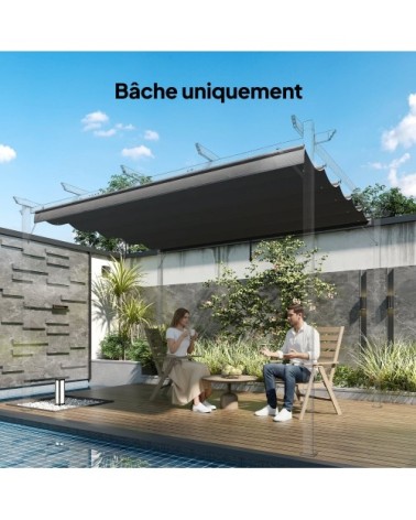 Pergola tonnelle rétractable 4x3 polyester gris foncé
