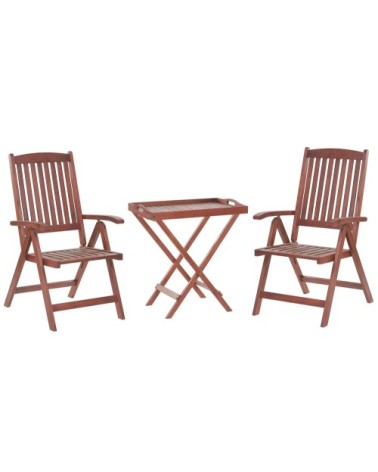 Ensemble de jardin table et 2 chaises pliantes en bois coussins gris