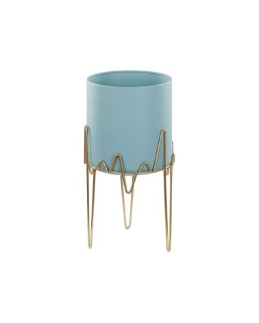 Cache-pot d'extérieur en métal bleu H39