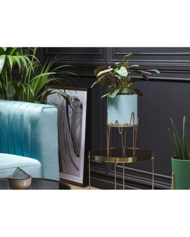 Cache-pot d'extérieur en métal bleu H39