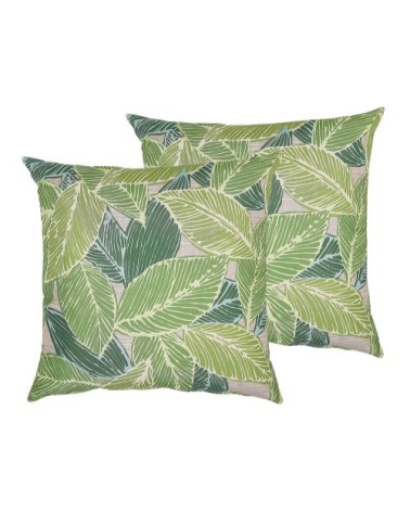 Set de 2 coussins verts à motif feuillage 40 x 40 cm