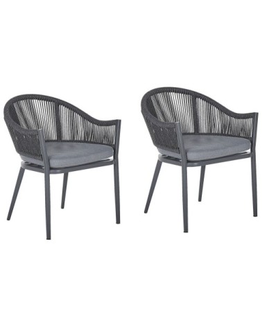 Lot de 2 chaises de jardin de couleur grise