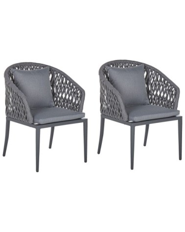 Lot de 2 chaises de jardin de couleur grise