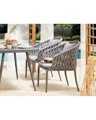 Lot de 2 chaises de jardin de couleur grise