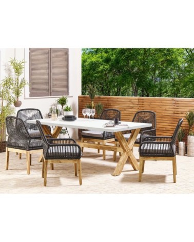 Table de salle à manger 6 personnes en fibre-ciment blanc