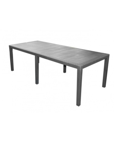 Table de jardin rectangulaire effet rotin gris anthracite L220cm