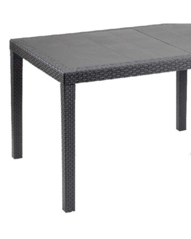 Table de jardin rectangulaire effet rotin gris anthracite L220cm