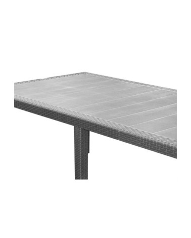 Table de jardin rectangulaire effet rotin gris anthracite L220cm