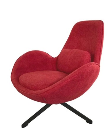 Fauteuil rotatif velours rouge