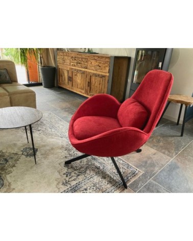 Fauteuil rotatif velours rouge