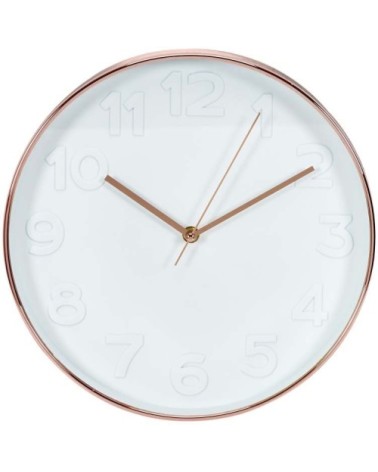 Horloge ronde blanche cuivre D30,5cm