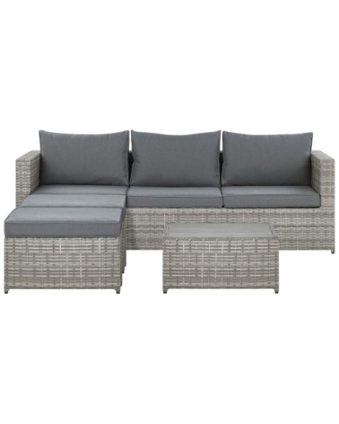 Set de salon 5 personnes en polyrotin gris