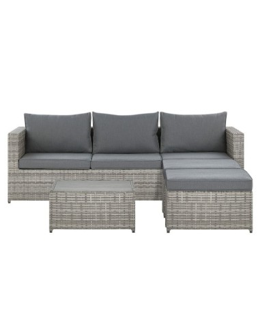 Set de salon 5 personnes en polyrotin gris