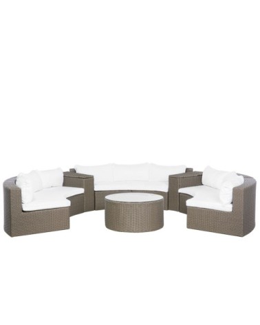 Set de salon 9 personnes en polyrotin marron