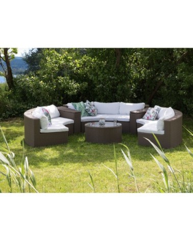 Set de salon 9 personnes en polyrotin marron