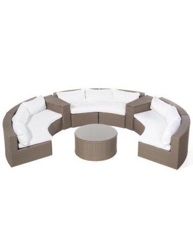 Set de salon 9 personnes en polyrotin marron