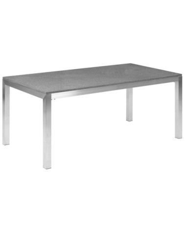 Table de jardin en acier inox et 6 chaises en textile