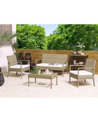 Ensemble de jardin tendance 4 places effet rotin