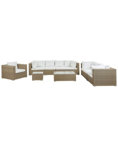 Set de jardin en polyrotin marron 8 Personnes