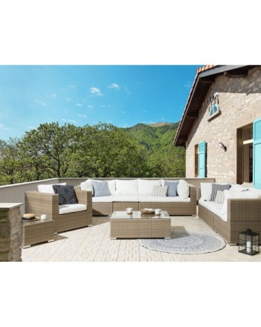 Set de jardin en polyrotin marron 8 Personnes