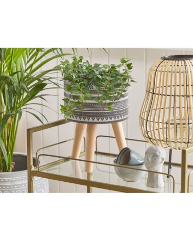 Cache-pot d'extérieur en matériaux synthétiques gris H35