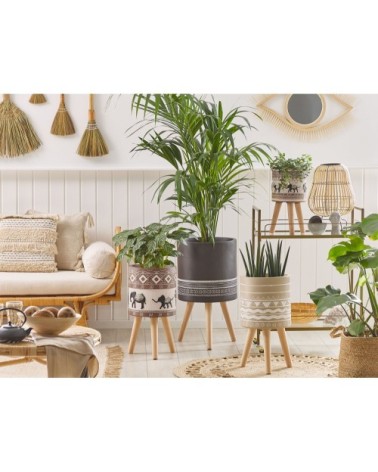 Cache-pot d'extérieur en matériaux synthétiques marron H55