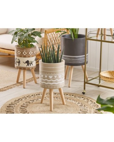 Cache-pot d'extérieur en matériaux synthétiques beige H55