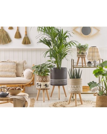 Cache-pot d'extérieur en matériaux synthétiques gris H68