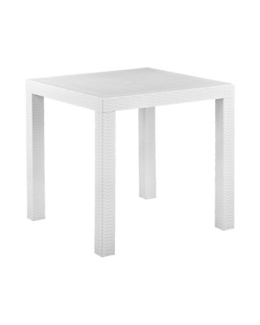 Table de jardin 4 personnes en matière synthétique blanc