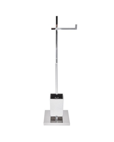 Porte papier toilette sur pied en acier argenté