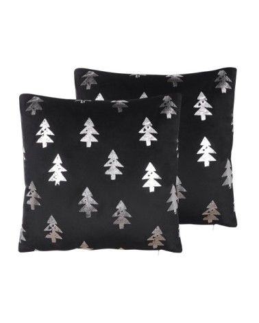 Lot de 2 coussin décoratifs en velours noir 45x10cm